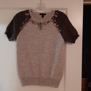 J.Crew beige xs wool blend sweater with jewels.